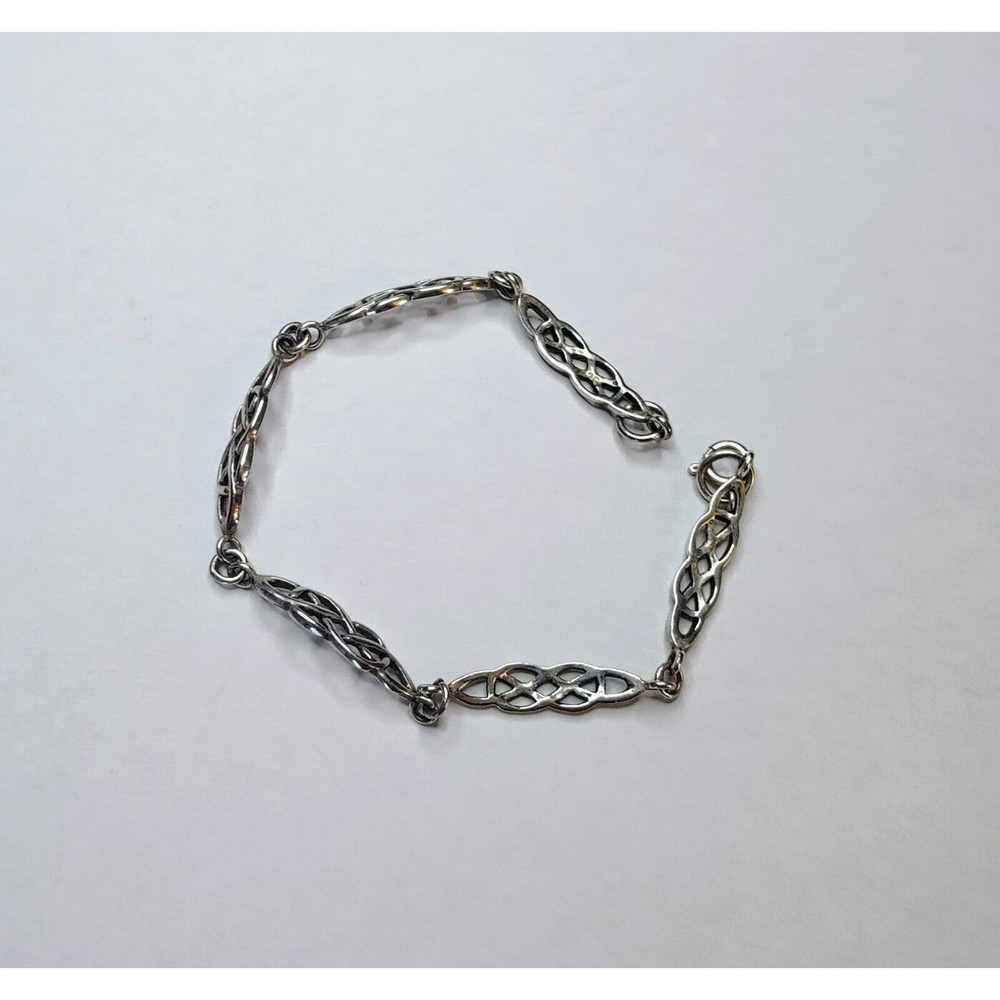 Sterling Silver Bracelet, Celtic design, 7 inch, vintage